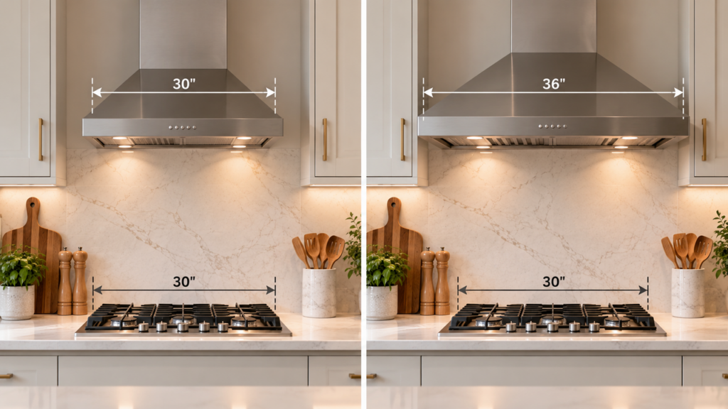 30-Inch vs 36-Inch Range Hood for a 30-Inch Cooktop