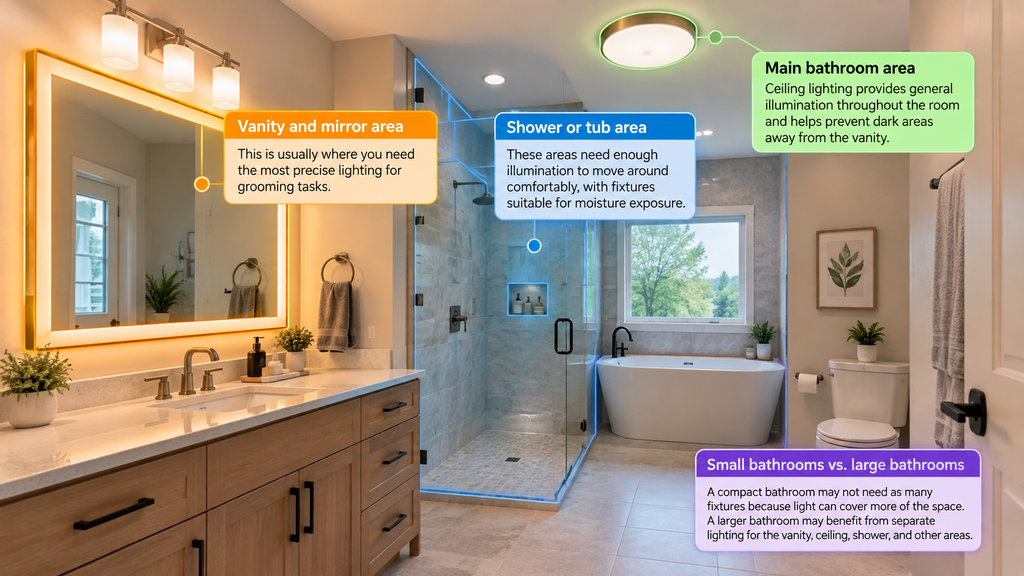 bathroom lighting zones for vanity shower and ceiling