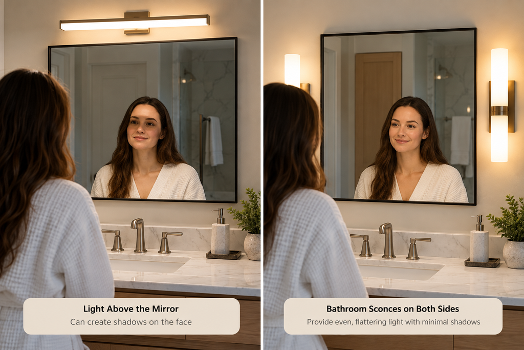 bathroom lights over mirror vs bathroom sconces